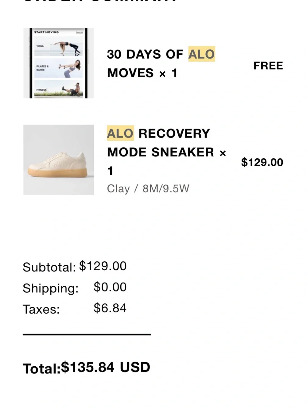 ALO Yoga Women's White Leather Low-Top Sneakers with Gum Sole